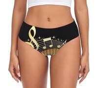 ASFgda Women'S Breathable Novel Music Note Print Underwear,Stretch Perfectly Underwear, Super Soft Comfortable,Available In Plus Size Black