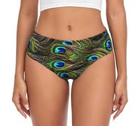 ASFgda Women'S Breathable Peacock Feather Print Underwear,Stretch Perfectly Underwear, Super Soft Comfortable,Available In Plus Size Black