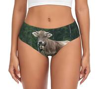 ASFgda Women'S Breathable Real Swiss Cow Brown Print Underwear,Stretch Perfectly Underwear, Super Soft Comfortable,Available In Plus Size