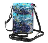 ASFgda Women'S Colorful 3d Nature Scenic Of Sea Underwater Of Tropical Fishes Printed Small Messenger Bag With Credit Card Slot Mobile Wallet