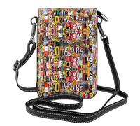 ASFgda Women'S Letter And Number Printed Small Messenger Bag With Credit Card Slot Mobile Wallet