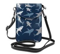 ASFgda Women'S Ocean Shark Printed Small Messenger Bag With Credit Card Slot Mobile Wallet
