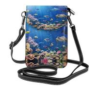 ASFgda Women'S Ocean Tropical Fish Turtle Shark Printed Small Messenger Bag With Credit Card Slot Mobile Wallet