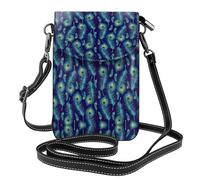 ASFgda Women'S Peacock Bird Feathers Printed Small Messenger Bag With Credit Card Slot Mobile Wallet
