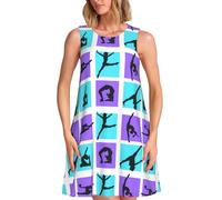 ASFgda Womens Spring Summer Gymnastics Game Print Dresses Casual Loose Beach Crew Neck Sleeveless Sundresses Dress with Pockets Black
