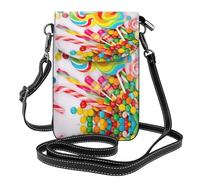 ASFgda Women'S Sweet Candy Backdrop Printed Small Messenger Bag With Credit Card Slot Mobile Wallet