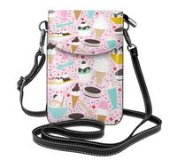 ASFgda Women'S Sweet Ice Cream Printed Small Messenger Bag With Credit Card Slot Mobile Wallet