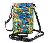 ASFgda Women'S The Underwater World Tropical Fish Printed Small Messenger Bag With Credit Card Slot Mobile Wallet