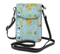 ASFgda Women'S World Map. Printed Small Messenger Bag With Credit Card Slot Mobile Wallet