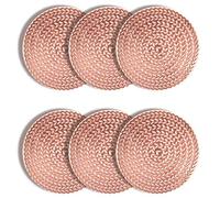 ASFINS Rose Gold Coasters, 6pcs Hollowed-Out Round Coasters Novelty Cup Coaster Non-Slip Drinks Coasters for Home and Kitchen Resistant Use, Hollowed-Out, Metallic Round (10cm x 10cm) -R002