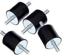 ASFINS Rubber Mounts M6 Anti Vibration Mount Rubber Isolation Mounts Shock Absorber, for Air Compressors Diesel Engines Gasoline Engines Water Pumps, with Double Screw Studs, 4pcs (25 * 20, M6*18)