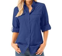 Asfixiado Women's Shirt Blouse UV Shirt UPF 50+ Safari Clothing Hiking Blouse Women's Outdoor Cooling Quick Dry Sun Protection Long Sleeve Airy Shirt, Haze Blue, M