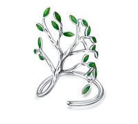 ASFKIPMF 925 Sterling Silver Green Leaf Open Ring Adjustable Olive Leaf Rings Minimalist High Polish Handmade Tree of Life Ring Jewelry Gift for Women