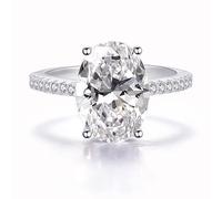 ASFKIPMF Classic Promise Ring 925 Sterling Silver Oval Cut 3ct AAA CZ Zircon Engagement Rings for Women 925 Sterling Silver Engagement Wedding Band Ring for Women Size S
