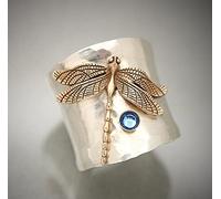 ASFKIPMF Dragonfly Bee Ring for Women,S925 Sterling Silver Fashion Blue Gem Dragonfly Wide Faceted Vintage Ring Sparkling Dragonflies Sapphire Ring with Diamonds Fashion Jewelry Wedding Band Size O