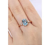 ASFKIPMF Fashion Jewelry 14k Gold Filled Natural Aquamarine Crystal Ring CZ Crystal Diamond Ring Blue Topaz Diamond Ring Gemstone Ring Aquamarine Gemstone Wedding Bridal Band Ring Size L1/2