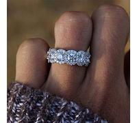 ASFKIPMF Fashion Ring Cushion Cut 4ct Zircon Diamonds 18K White Gold Plated Cubic Zirconia Promise Halo Engagement Promise Eternity Ring for Women Diamond Engagement Rings Best Promise Rings Size S