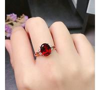 ASFKIPMF JewelryPalace Class Natural Gemstone Garnet Peridot Topaz Birthstone Solitaire Engagement Rings for Women Luxurious Eternity Wedding Engagement Band Ring Jewelry Gift for Women（Rose Gold）