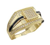 ASFKIPMF Luxury 18K Gold Plated Ring Inlay Round Cut AAA+ Cubic Zirconia Micropave Square Hip Hop Iced CZ Ring Sparkling Simulated Diamond Band Biker Rings Eternal Jewelry Gift for Men S