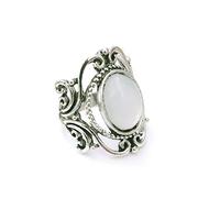 ASFKIPMF Natural Oval Cut Moonstone Rings 925 Sterling Silver Rainbow Moonstone Ring Vintage Moon Gemstone Celtic Knot Solitaire Ring Retro Boho Jewelry Gift for Women S