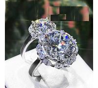 ASFKIPMF Opening 5 Ct Eight Hearts and Eight Arrows Arrow White AAA Cubic Zirconia Rose Gold Big Main Stone Cocktail Engagement Wedding Rings 14K White Gold Big Main Stone Cocktail Halo Rings 5 Carat