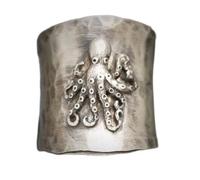 ASFKIPMF S925 Sterling Silver Cuttlefish Squid Wide Bands Ring for Women Girls,Octopus Thumb Ring,Index Finger Inkfish Ring,Retro Gothic Punk Style Jewelry Silver Black Vintage Rings Size T1/2
