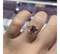 ASFKIPMF Women's 18K Rose Gold Mosan Diamond Filled Morganite Pink Gemstone Cut 5ct Cubic Zirconia Ring Promise Aura Single Stone Engagement Champagne CZ Curved Engagement Rings Ring Size Q