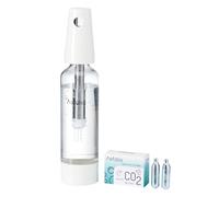 Asfolia Portable Sparkling Water Maker - Travel Soda Maker for Home & Outdoor, 1L Carbonating Bottle, 10 pcs CO2 Cylinders, Compact Carbonated Water Machine for Flavored Drinks, Soda Machine (White)