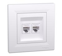 asfora ISDN Socket Cat6 2 x RJ45 Socket Complete Schneider Electric White