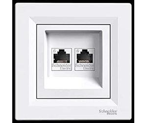 asfora ISDN Socket Cat6 2 x RJ45 Socket Complete Schneider Electric White