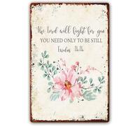 asfqweff Exodus 14:14 Tin Signs Scripture Wall Decor Bible Verse Wall Art The Lord Will Fight For You You Need Only To Be Still Poster For Bedroom Metal Plaque Metal Tin Sign 8"x12"