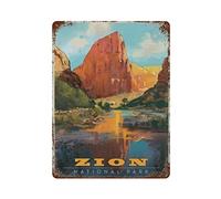 asfqweff Retro Vintage Travel Zion National Park Virgin Valley Retro Poster Metal Tin Sign Chic Art Vintage Iron Painting, World Travel Enthusiast Home Wall Decor Art Sign Plaque hces 8"x12"