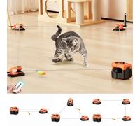 AsFrost Upgraded Cat Toys for Indoor Cats, Interactive Cat Toy Treadmill Moving String Mouse Toy for Chase Hunt Weight Loss, Self Play/Remote Control Funny Cat Toy, Gifts for Cat Lovers-Bright Orange