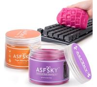 ASFSKY Car Cleaning Gel Kit for Interior, 2Pack Keyboard Cleaning Gel Dust Cleaner Universal for PC Keyboards, Car Detailing, and Electronics - Reusable Slime for Home & Office (Rose + Orange)
