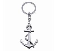 ASFUSS 3D Anchor Key Chain Car Logo Metal Key Ring Couples Keychain stainless steel nautical party decorations, Silver, 4.5" x 1.5"