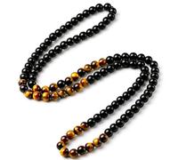 vivia Black Onyx Men's Tiger Eye Stone Bead Necklace Fashion Natural Stone Jewelry Handmade Gift, Stone