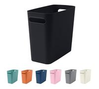 ASFUSS Small Black Trash Can Wastebasket, Plastic Garbage Can Waste Basket for Narrow Spaces Bathrooms Laundry Room Kitchens Offices Kids Rooms, 2.5 Gallon (Black)