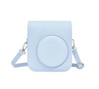 ASFWAGQ Instant Camera Bag Compatible with Instax Mini 12/11/9/8 PU Leather Instant Camera Travel Bag with Shoulder Strap and Bag (Lilac Purple), Pastel blue, ca. 13,5*11.7 cm, Popular simplicity