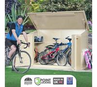 Asgard Access All Metal Caravan Shed With Lift Up Roof, Full Metal Floor And 3 Point Locking In Cream. Electric Ready (7X4)
