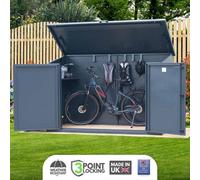 Asgard Access Plus All Metal Bike Shed For 29Ers (Bikes With 29" Wheels) With Lift Up Roof In Grey. Electric Ready (8 X 4)