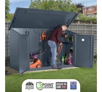 Asgard Access Plus Metal Garden Shed In Grey With Lift Up Roof, Full Metal Floor And 3 Point Locking. Electric Ready (8X4)