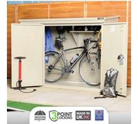Asgard Addition Metal Caravan Shed Provides Great Outdoor Storage With Full Metal Floor And 3 Point Locking In Cream (6 X 3)