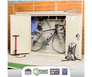 Asgard Addition Metal Caravan Shed Provides Great Outdoor Storage With Full Metal Floor And 3 Point Locking In Cream (6 X 3)