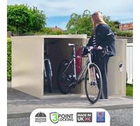 Asgard All Metal Bike Shed Locker For 2 Bikes In Cream With Full Metal Floor And 3 Point Locking (3Ft 1" X 3Ft 8")