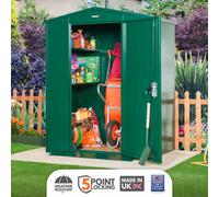 Asgard Flexistore All Metal Garden Shed In Green With Full Metal Floor And 3 Point Locking. Electric Ready (5 X 4)