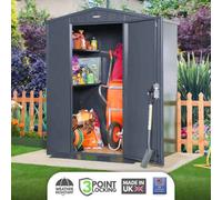 Asgard Flexistore All Metal Garden Shed In Grey With Full Metal Floor And 3 Point Locking - Electric Ready (5 X 4)