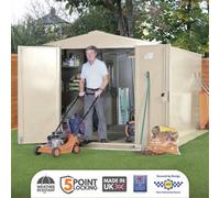 Asgard Gladiator Secured By Design High Security Metal Garden Shed In Cream With Full Metal Floor And 5 Point Locking (7 X 18)