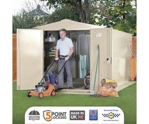 Asgard Gladiator Secured By Design High Security Metal Garden Shed In Cream With Full Metal Floor And 5 Point Locking (7 X 18)