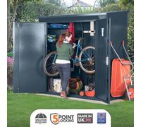 Asgard Trojan Plus All Metal Caravan Shed With Full Metal Floor And 5 Point Locking In Grey. Electric Ready (7 X 3)