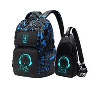 Asge 2 sets backpack school trendy print school bag boys sport casual chest pack laptop backpack 15 6 inch